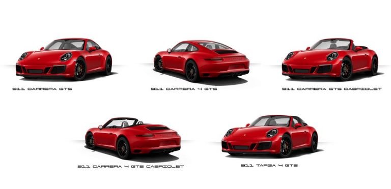 Comparatif Nouvelle Porsche 911 Carrera GTS Coupé Cabriolet / Targa 4 GTS