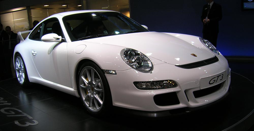 Porsche 911 997 GT3 blanc carrara 2006 salon de Genêve